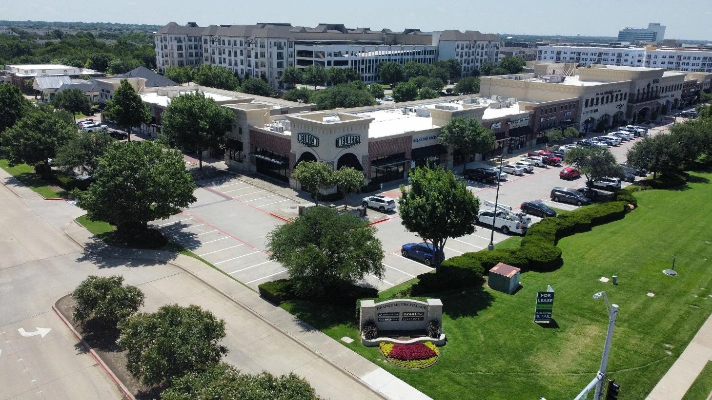 Aerial view of Headquarters Village Shopping Center, Plano, Texas